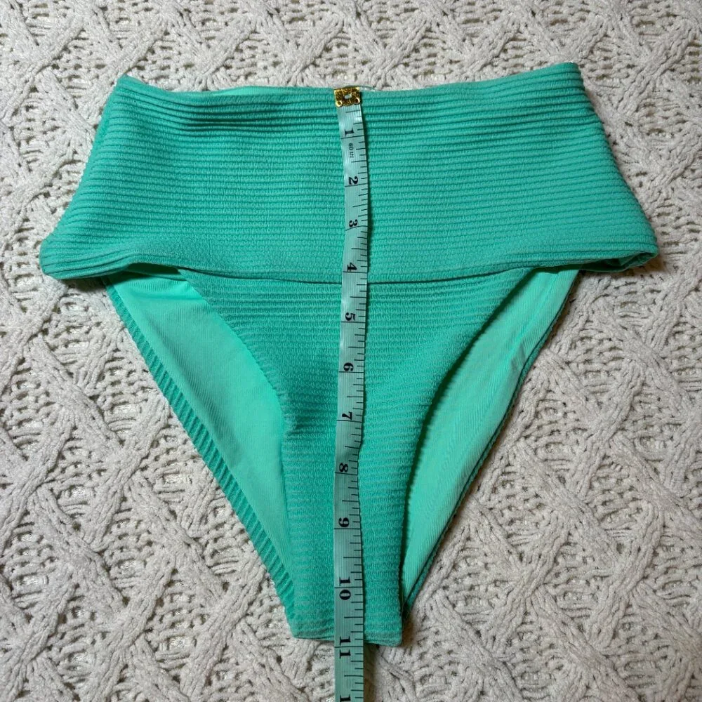 NWT Swim Boutique High‎ Waisted Ribbed Bikini Bottom Teal Green Women’s XS NWOT